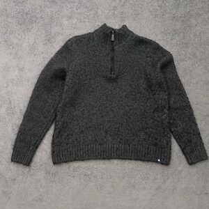 Rainforest Knit Wool Sweater Pullover 1/4 Zip Mens Size Medium Dark Gray